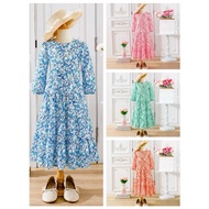 ML050 Jubah Kids Long Dress Girls Muslim Floral Print Jubah Budak Perempuan Kanak-Kanak 4Y-14Y [ REA