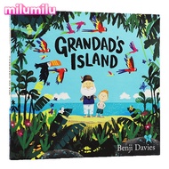 Milu Grandad S Island Benji Davies สมุดวาดภาพระบายสีสำหรับเด็กปกแข็งหนังสือภาษาอังกฤษดั้งเดิม