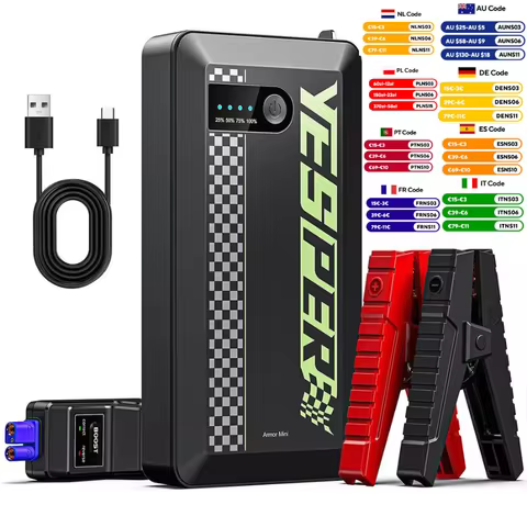 YESPER 1500A Portable Jump Starter 12V Pocket-Sized Lightweight Booster Pack, for Car Motorcycle SUV