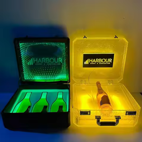 Custom Moet Dom Ace 3 bottles LED champagne box suitcase LED bottle presenter glorifier display VIP 