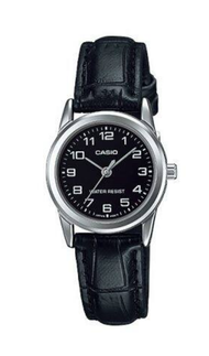 นาฬิกา รุ่น Casio Standard นาฬิกาข้อมือผู้หญิง - สีเงิน สายหนังสีดำ รุ่น LTP-1095Q-7A LTP-V001L-1B จ