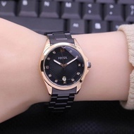 Jam Tangan Wanita Fossil Anti air Rantai Kaca Belimbing Tanggal Aktif Free Box Dan Baterai Cadangan