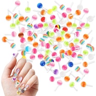 50 PCS Lollipop Nail Charms Macaron Charms Lollipops, Resin Candy Nail Charm for Design Cute Mini Lo