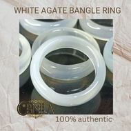 White Agate Natural- Bangle Ring