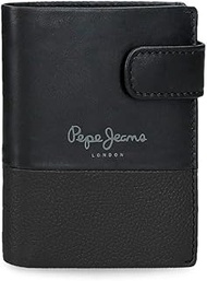 Joumma Bags Double Vertical Purse with Click Closure, Black, 8.5 x 10.5 x 1 cm, Leather by Joumma Ba