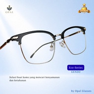 MATA OPAL - Genzo - Clubmaster Model Square Iron Frame Glasses for Normal and Minus Plus Cylindris A