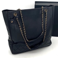 絕版中古包 Chanel黑金色鏈條托特包 側背包 單肩包 古董二手包