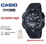 (Japan Set) Casio AQ-S800W-1BJH  Analog Digital Solar Worldtime Sport Orange Black Strap Watch - AQ-