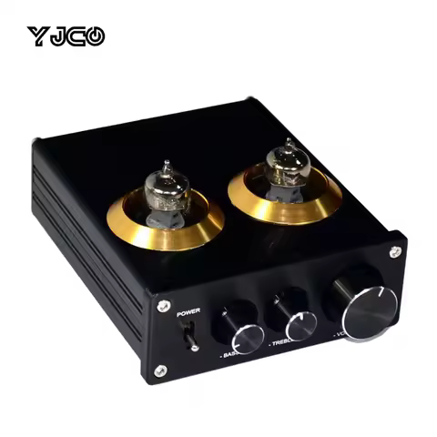 YJCO Bluetooth 4.2 HiFi Vacuum Tube Preamplifier Treble Bass Adjustment Audiophile Stereo Audio Pre 