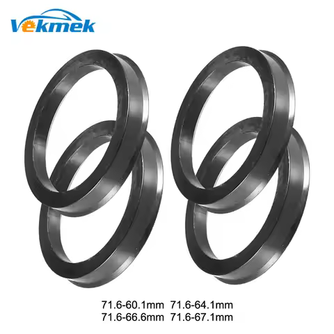 VEKMEK 71.6-60.1/64.1/66.6/67.1mm 4pc Black Plastic Wheel Hub Centric Ring Custom Size Available Whe