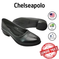 CHELSEAPOLO KASUT FORMAL TUMIT PEREMPUAN HITAM PVC / KASUT KULIT OFFICE & SEKOLAH LADIES FORMAL SHOE