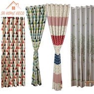 GDeal【Thick Curtains】Ring Eyelet 1pcs Sun Insulation Langsir Thick Blackout Pattern Curtain 100cm x 