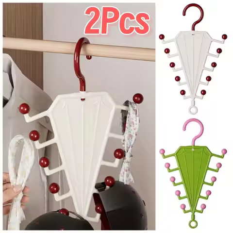 2Pcs 10 Hooks Laundry Hanger V-shaped Rotatable Hook Belt Scarf Storage Rack Non-slip Creative Wardr