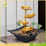[Ihoce] 4 Tier Tabletop Water Fountain for Desktop Patio Tabletop Feng Shui Ornament