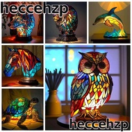 HECCEHZP Night Light, Stained Sea Turtle Animal Series Table Lamp,  Lion Owl Horse Vintage Decorative Lighting Bedside Lamp