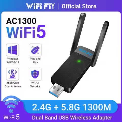 1300Mbps USB WiFi Adapter AC1300 WiFi 5 Ethernet Network Card Dual Band 5G 2.4G USB3.0 WiFi Dongle f