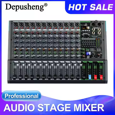 Professional Console 12-Channel Audio Mixer with 99 Effects for Live Stage Concerts