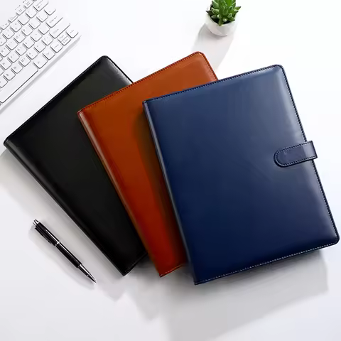 1Pc 9.72*12.6in PU Leather A4 Folder Office Supplies Business Folder Office Meeting Data Storage Fol