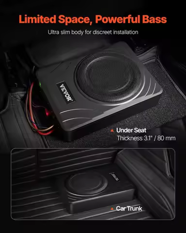 8" 300W Under Seat Car Subwoofer Slim Powered Car/Truck Subwoofer System