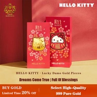【CHOW Goldsmith】Sanrio Pure Gold Hello Kitty Gold Bar（0.3g）999.9 Gold Dharma KT Cat 24K Emas Charm
