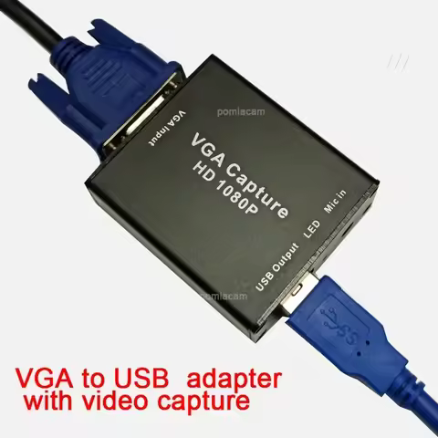 VGA-to-USB adapter converter， Support audio and video capture card 1080p with VGA cable , VGA signal