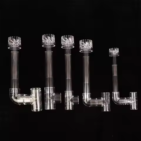 Premium DIY Clear Aquarium Lily Pipe Skimmer, Acrylic Inflow & Outflow Water Plant Fish Tank Cleanin