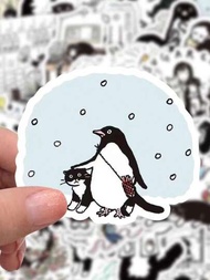 63入組黑白貓貓貼紙,可愛寵物創意卡通ins裝飾貼紙,用於diy手機殼、吉他、頭盔、筆記型電腦和其他物品的裝飾