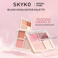 SKYKO 2-IN-1 4-Color Blush with Highlighter is Easy To Blend with a Highly Pigmented Matte Finish Th