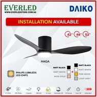 [FREE INSTALLATION] DAIKO Haga 42"/48"/52" DC Ceiling Fan (with Dimmable Tri-Color Light and Remote)