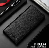 Trendy 2024 Men's Long Wallet Genuine Leather Soft Belt Zipper Money Clip Youth Business Leather Wal