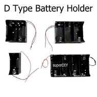 D Type Battery Holder for 1 2 3 4 Slot D Type Battery Triple Case Casing Box with Lead Wire