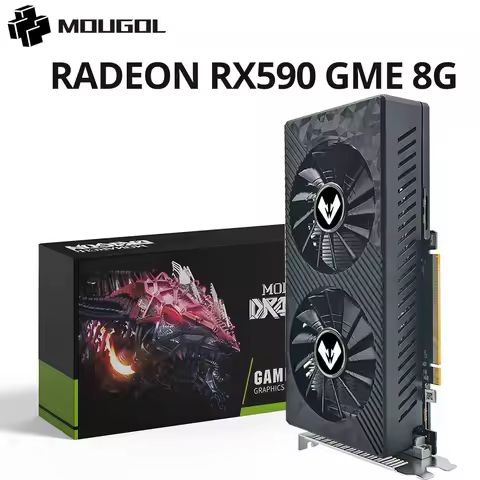 MOUGOL AMD Radeon RX590 8G Graphics Card GDDR5 Video Memory 256Bit DVI+DP Interface DirectX12 for De