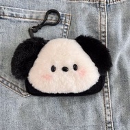 腮紅大耳朵帕恰狗方形毛絨零錢包 掛包包 上圓形耳機包 可攜式小卡包（平行進口）（快遞送貨上門）