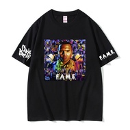 Ready Stock Rapper Chris Brown F.A.M.E. Graphic T-shirts Men's Oversized S-3XL