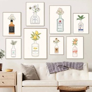 Canvas painting liquor, peaches, Tequila, Vodka, flowers, Bar, wall art, Alcohol posters and prints,