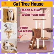 Premium Large Cat Tree House Wood Cat Condo Bed Scratcher House Cat Tower Hammock Cat Climbing Cat Scratcher House