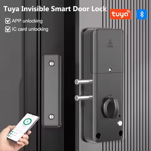 Tuya Smart Electronic Lock Keyless Entry Door Bolt Lock Concealed Invisible Installation TTLock App