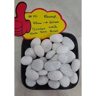 20kg, #10 batu bulat putih hiasan taman, kepok kuburan, akuarium dll. 45mm—60mm white round stone, b