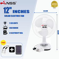 (Free Solar Panel) NSS Solar Electric Fan 14" Rechargeable Solar Fan 12"Solar Fan Electric Fan Promo