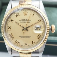 勞力士 Oyster Perpetual Datejust Combination Ref, 16233 ROLEX DATEJUST Cal, 3135 自動上鍊 羅馬數字 S 盒