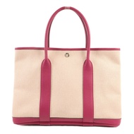 HERMES 帆布Garden Party PM銀扣手挽袋Rose Pauve