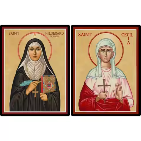 Saint Hildegarde of Bingen Icon HD Print Greek Orthodox Byzantine Christian Canvas Art Religious Wal