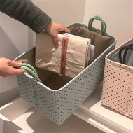 Handmade Polka Dot Cotton-Linen Baskets | EVA Moisture-Proof Foldable Organiser | Dirty Laundry / To