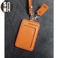 SHA Id Card Holder Nametag Genuine Leather Holder Can Use Name and Logo 4 Layers 3 Card Slots Color 