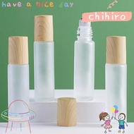 CHIHIRO 3PCS 5/10ml Oil Perfume Bottles, Roller Ball Refillable Liquid Container,  Portable Frosted Glass Wood Grain Essential Oils Bottle Gift