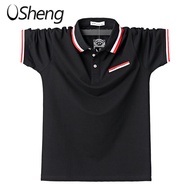 VSHENG เสื้อยืดโปโลขนาดใหญ่สำหรับผู้ชายขนาดบวก M-6XL ตกแต่งกระเป๋าธุรกิจท็อปส์