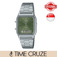 [Time Cruze] Casio AQ-230 Dual Time Adjustable Stainless Steel Analog Men Women Watch AQ-230A-3A AQ-