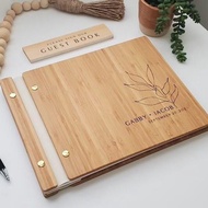 [Customized] Wedding Guest Book Wedding Photo Album Gift Custom Bride & Groom Wooden Kraft Guest Boo
