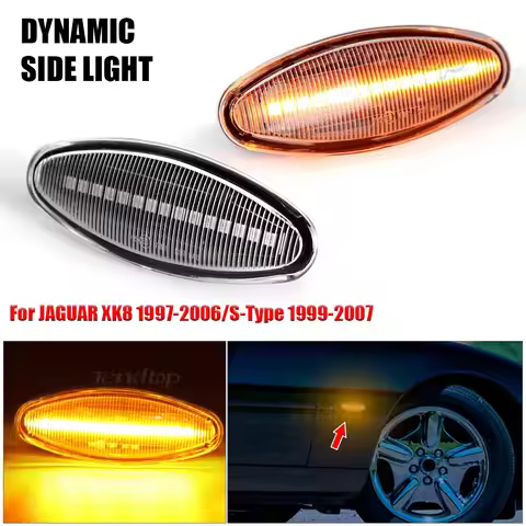 For 1999-2007 Jaguar S-Type 1996-2005 XK 8/XKR 2003-2006 XJ X350 Amber Car LED Front Dynamic Side Ma
