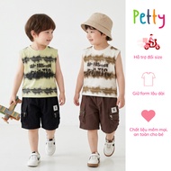 Boys' Three-Piece Set – Shirt Sleeveless Tie-dye & Stylish Cargo Shorts [A247]